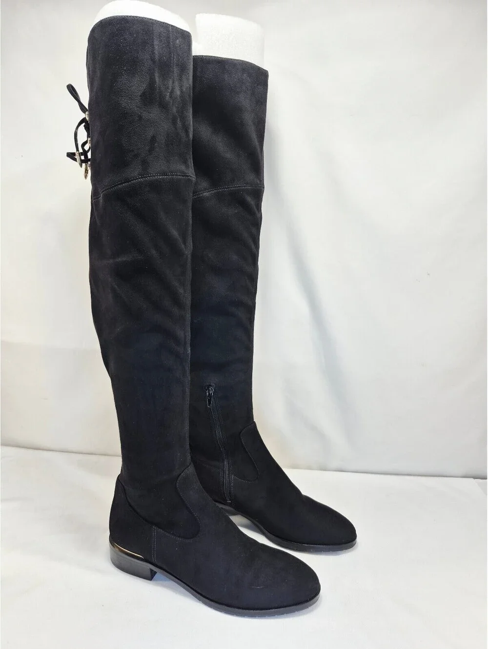 Ivanka Trump Women's 7M Black Suede Over The Knee Low Heel Boots